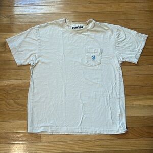 Playboy by Pacsun Cream Pocket Tshirt Size Medium